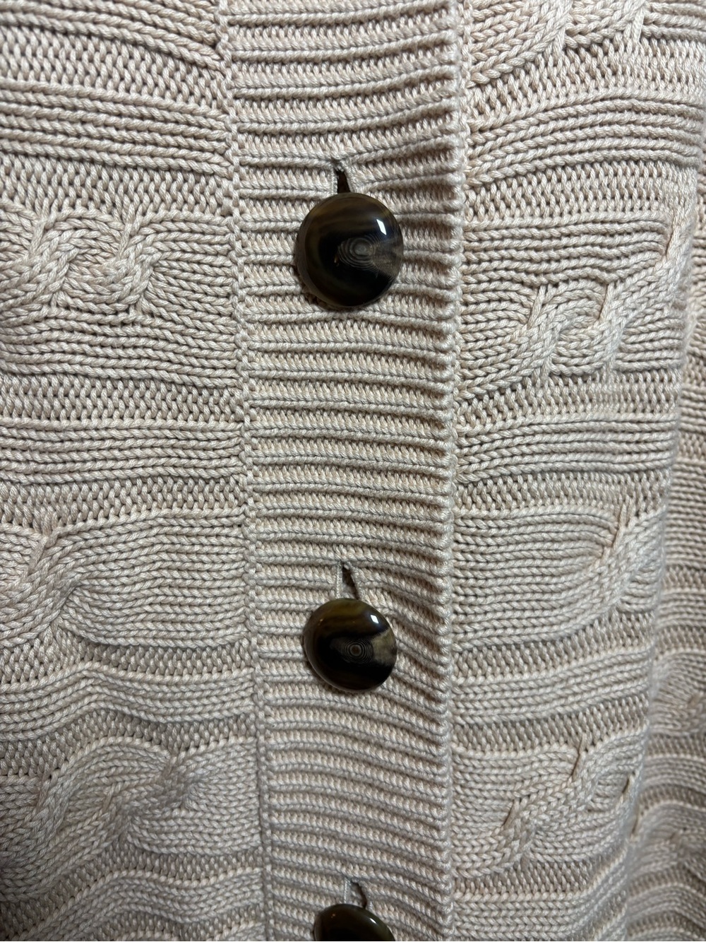 Talbots Camel Cableknit Short Sleeve Cardigan Polished Old Money Capsule Preppy - Picture 5 of 8